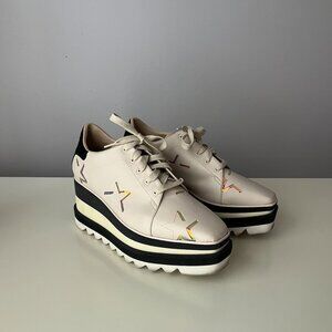 Stella McCartney - Cream & Black Platform Sneakers W/ Iridescent Stars